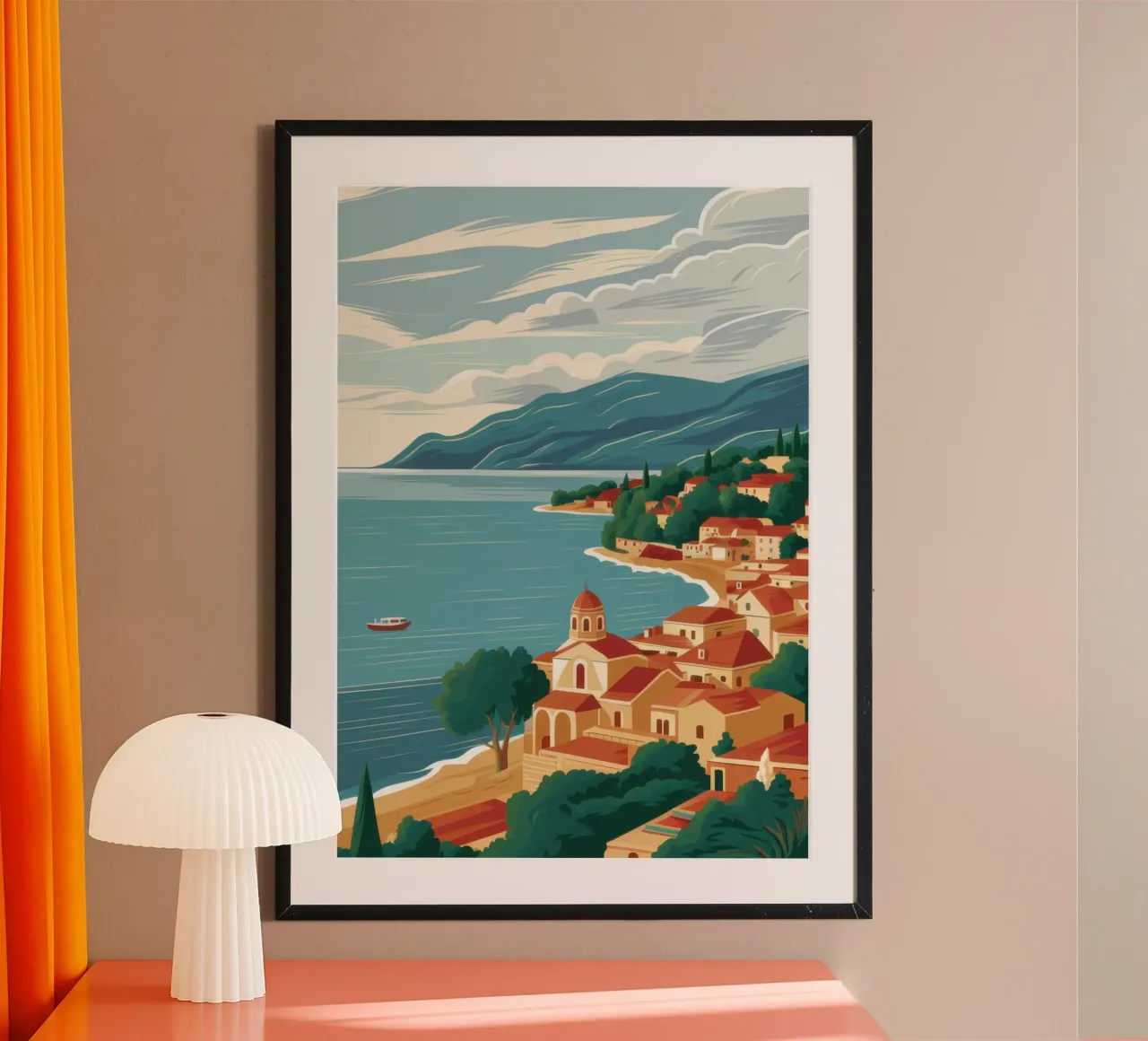 Terracotta Coastal Vista poster da Sure Paint