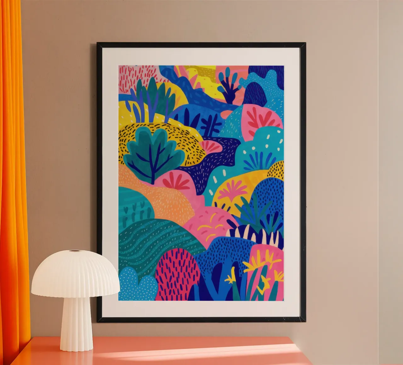 Foresta blu mistica poster con telaio in plastica da Echo Saber
