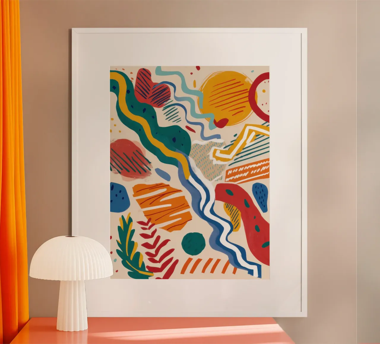 Flusso dinamico degli scarabocchi poster con telaio in plastica da Enter Bloom