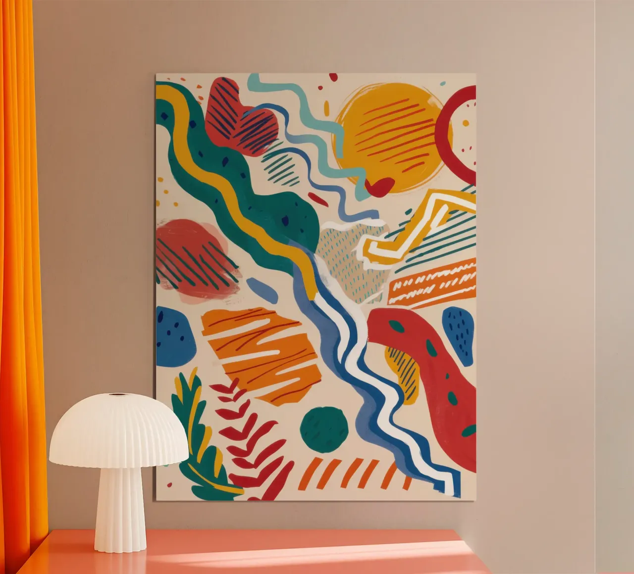 Flusso dinamico degli scarabocchi poster con telaio in plastica da Enter Bloom