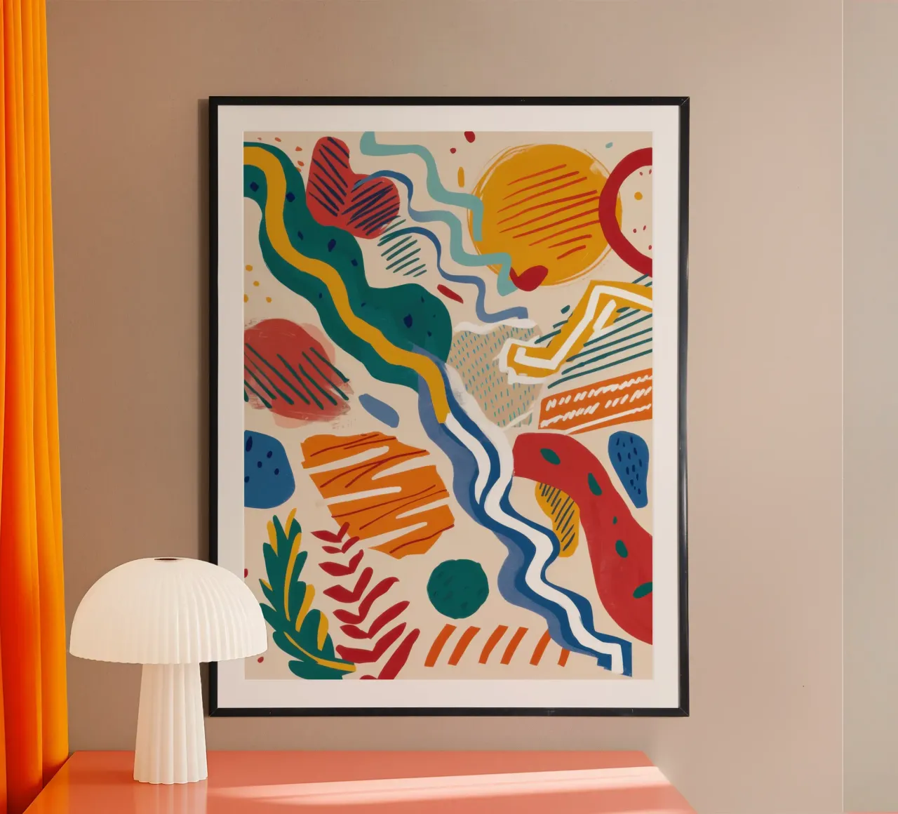 Flusso dinamico degli scarabocchi poster con telaio in plastica da Enter Bloom