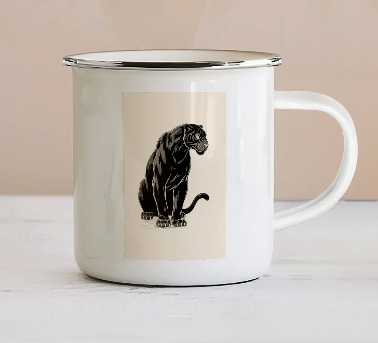 Pantera Nera tazza in smalto da knowledge
