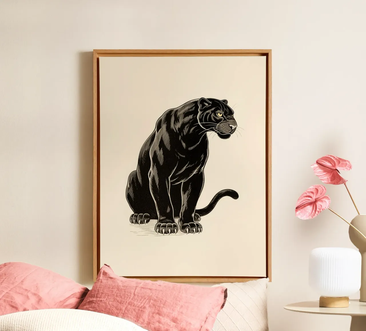 Zwarte Panter canvas met Baklijst van knowledge