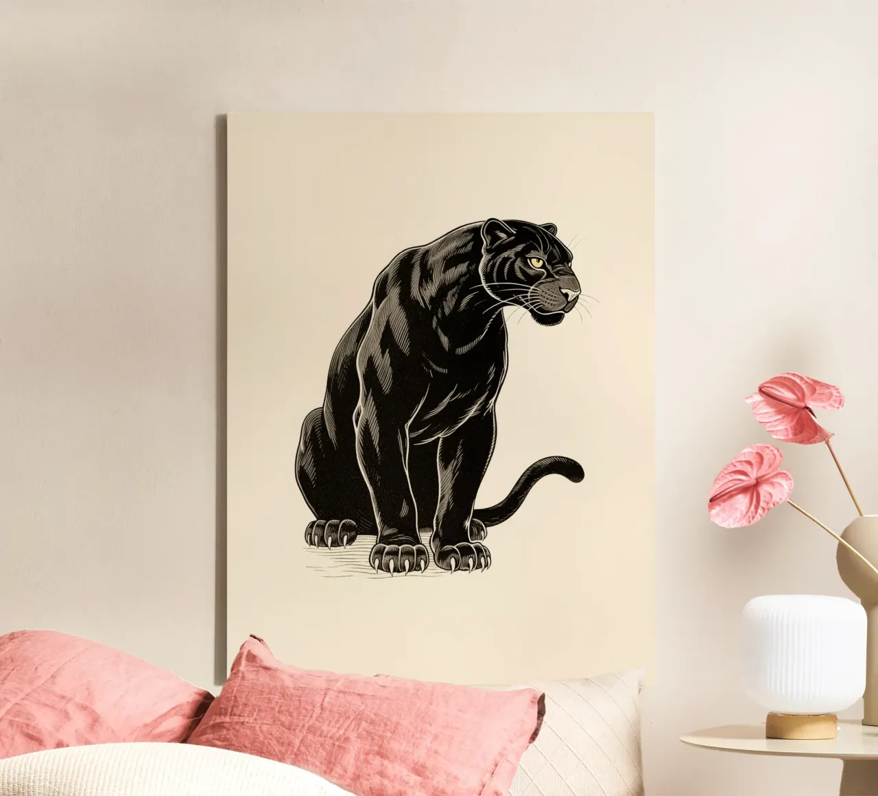 Zwarte Panter canvas met Baklijst van knowledge