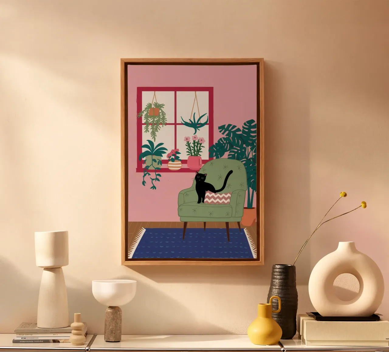 Chic Feline Repose canvas with Floater frame by Orchid Patina
