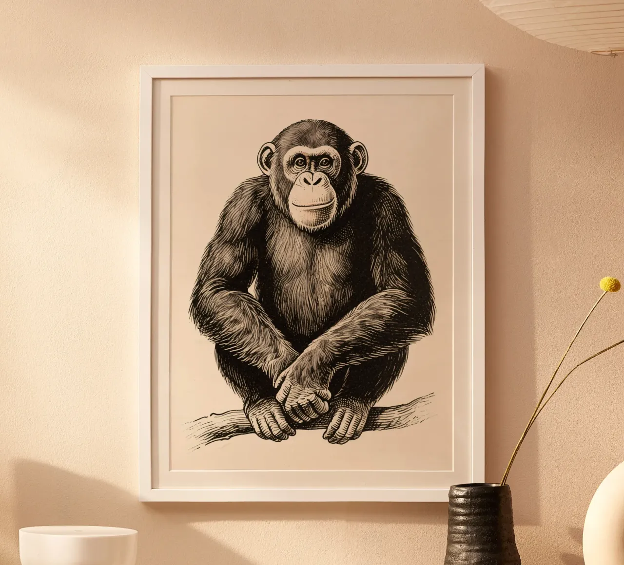 scimpanzé poster con telaio in legno da knowledge