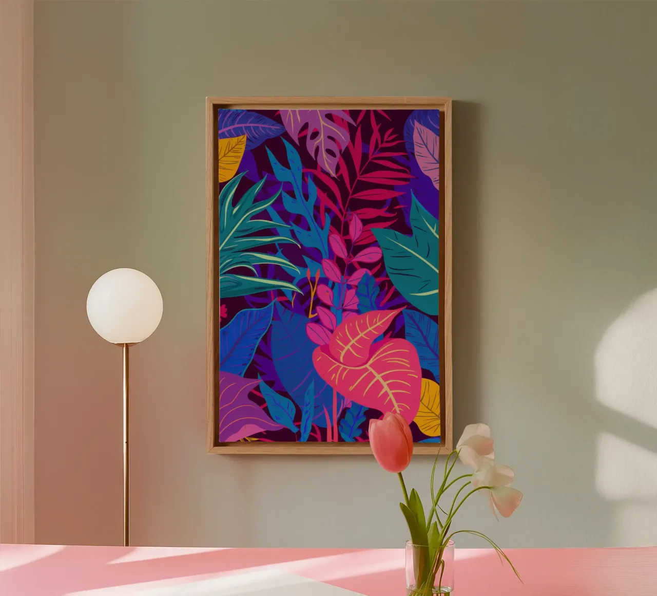 Luminescent Jungle Night canvas with Floater frame by Moon Revolver