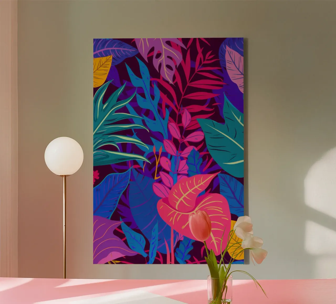 Luminescent Jungle Night canvas with Floater frame by Moon Revolver