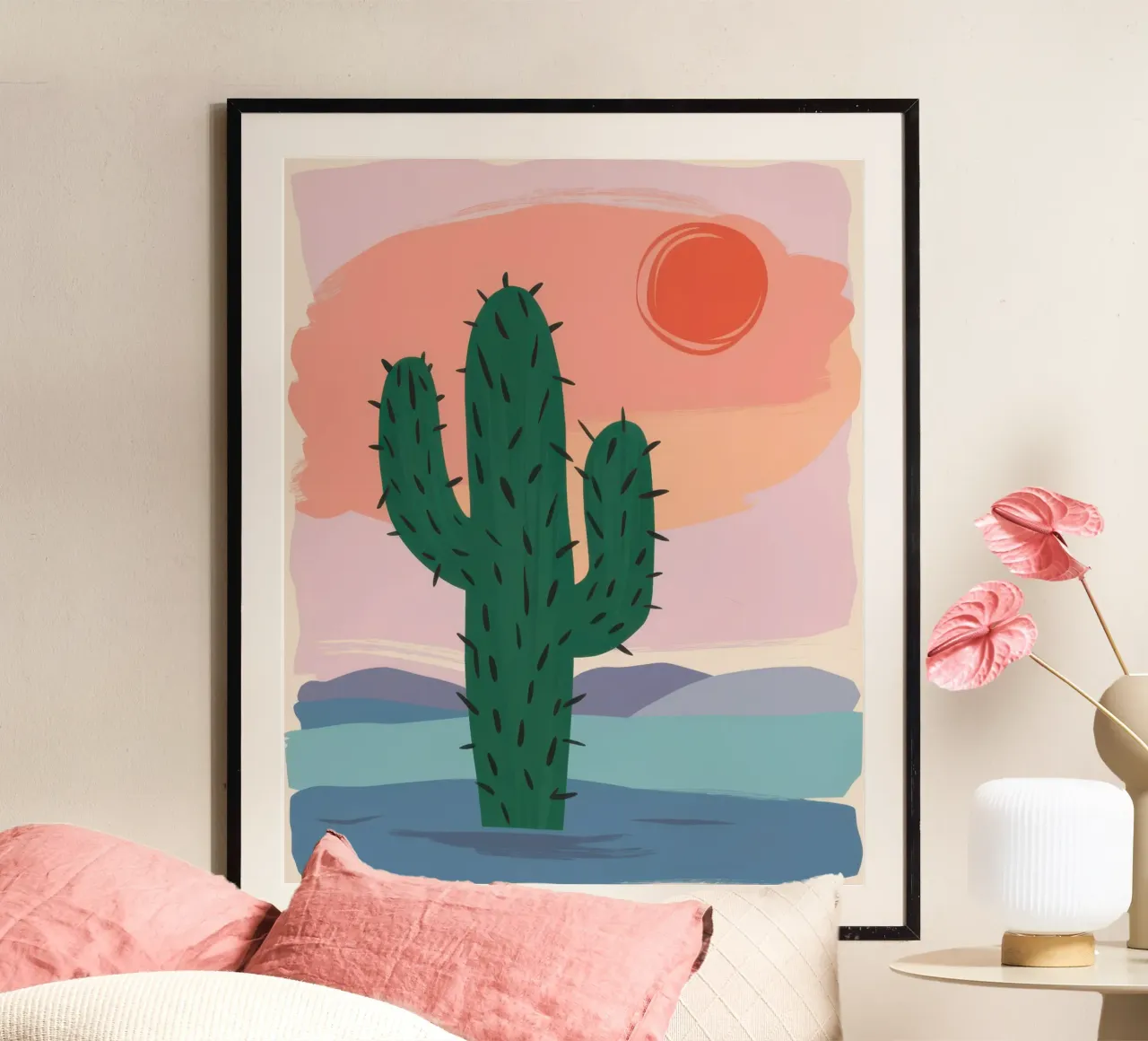 Cactus del deserto al tramonto poster da Enter Bloom