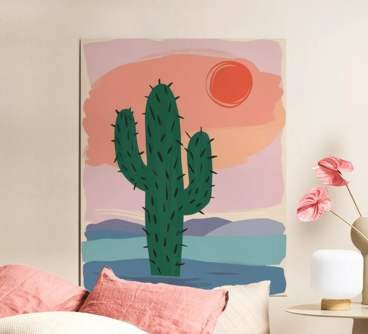 Cactus del deserto al tramonto poster da Enter Bloom