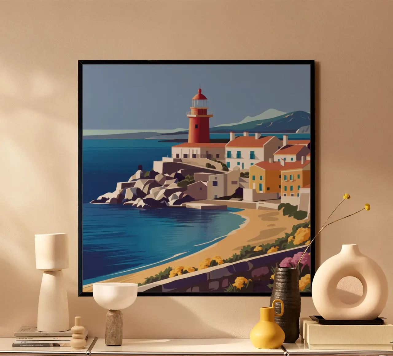 Faro costiero poster con telaio in plastica da Orchid Patina