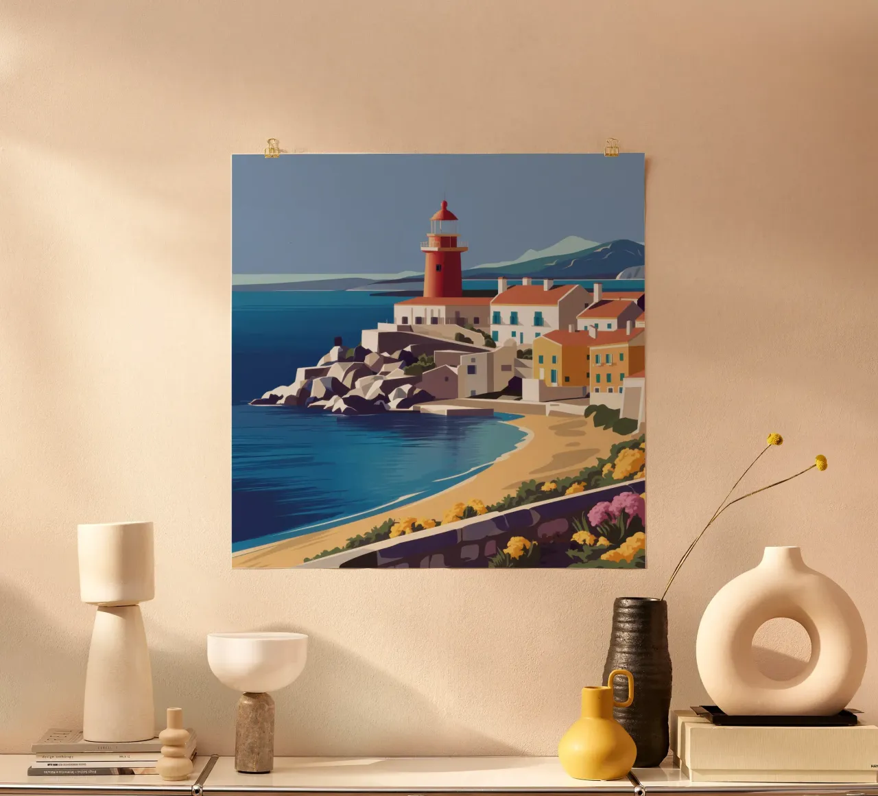 Faro costiero poster con telaio in plastica da Orchid Patina