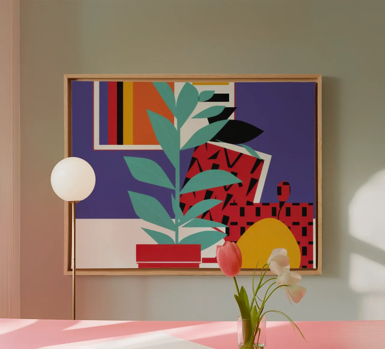 Color Block Still Life canvas with Floater frame by Enter Bloom