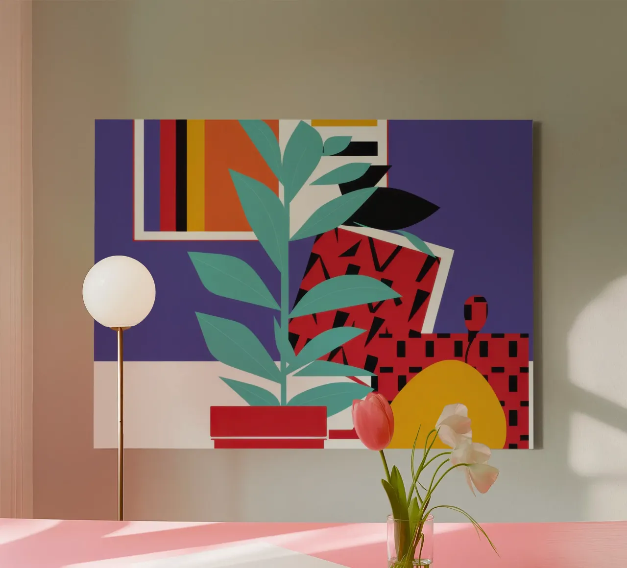 Color Block Still Life canvas with Floater frame by Enter Bloom