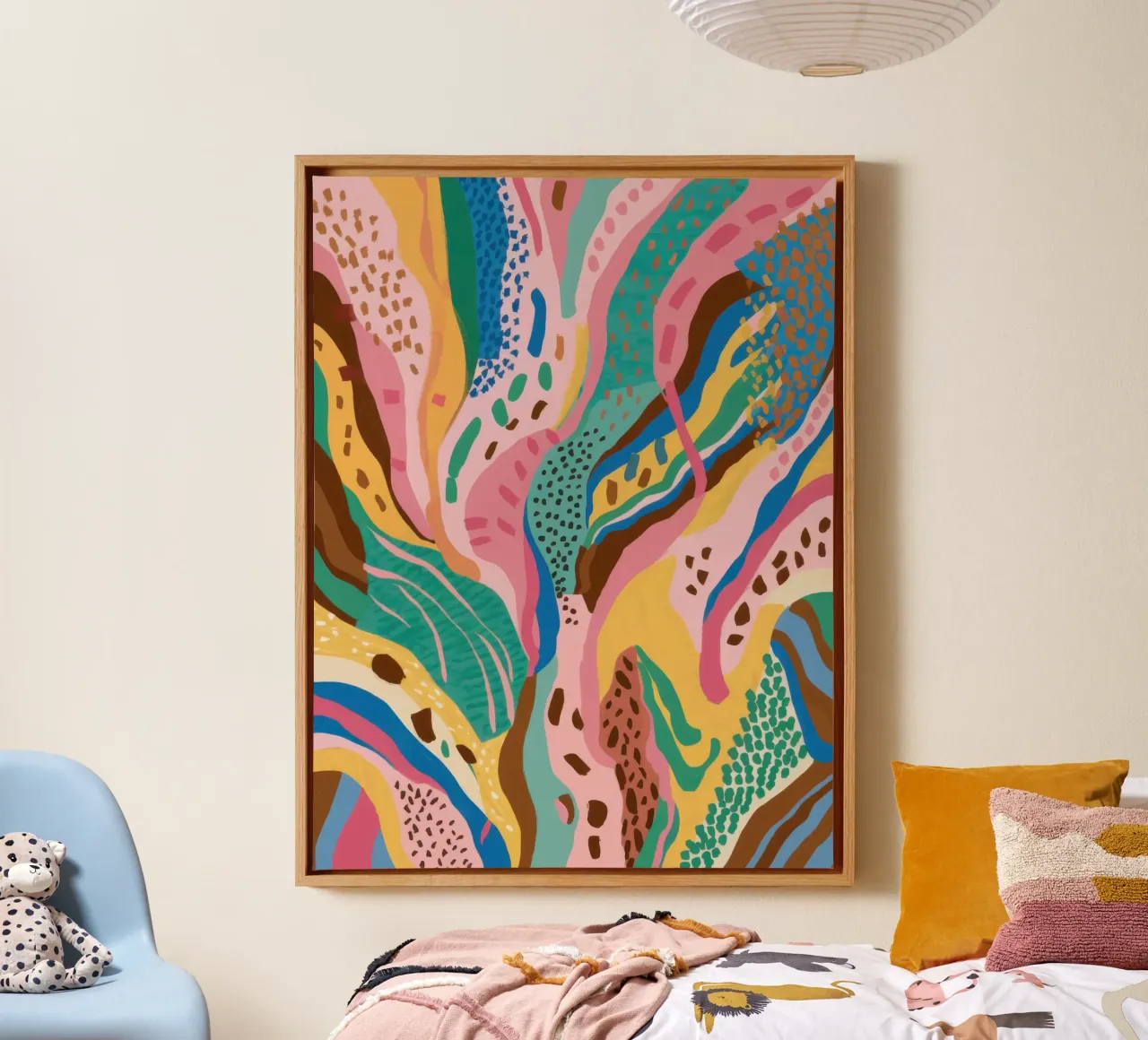 Joyful Abstract Botany canvas with Floater frame by Echo Saber