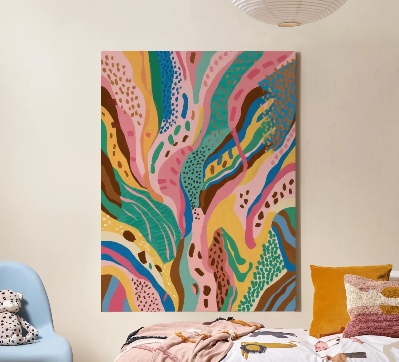 Joyful Abstract Botany canvas with Floater frame by Echo Saber