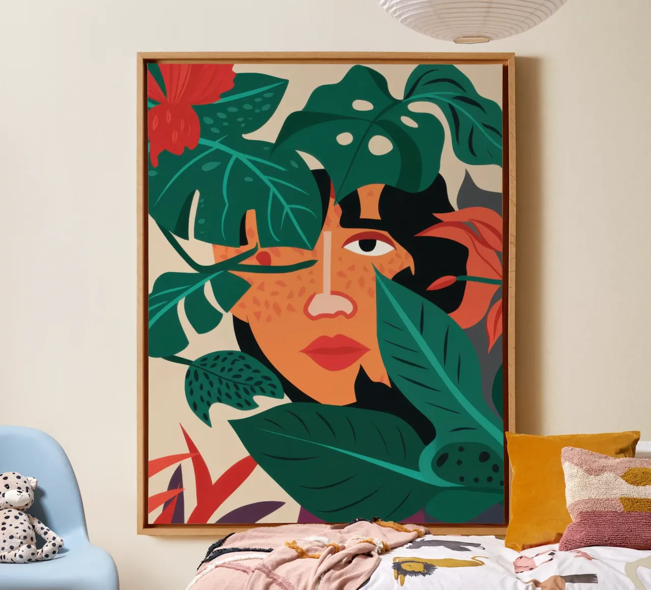 Jungle Wink Mystery canvas with Floater frame by Enter Bloom