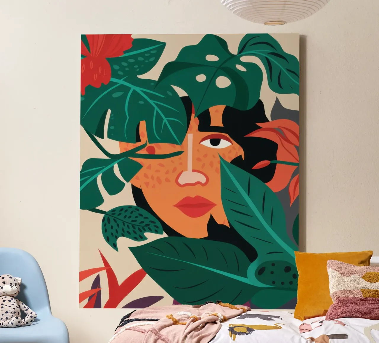 Jungle Wink Mystery canvas with Floater frame by Enter Bloom