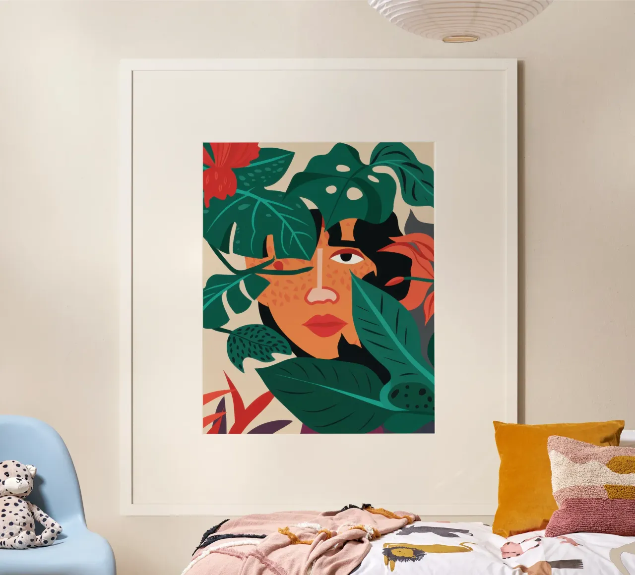 Mistero di Jungle Wink poster con telaio in legno da Enter Bloom