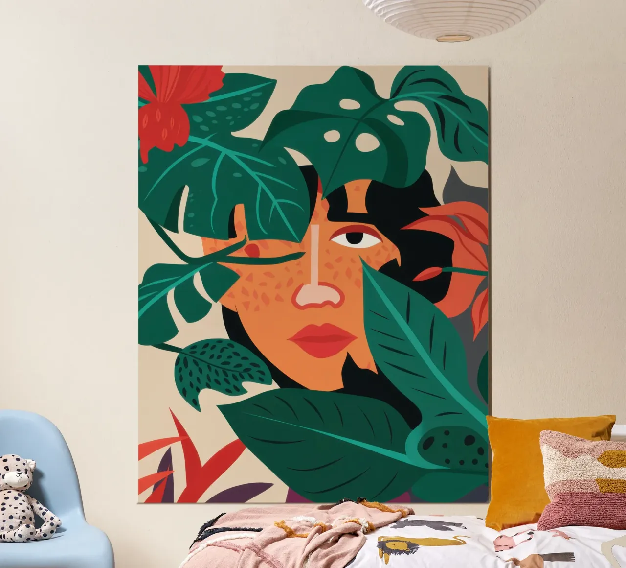 Mistero di Jungle Wink poster con telaio in legno da Enter Bloom