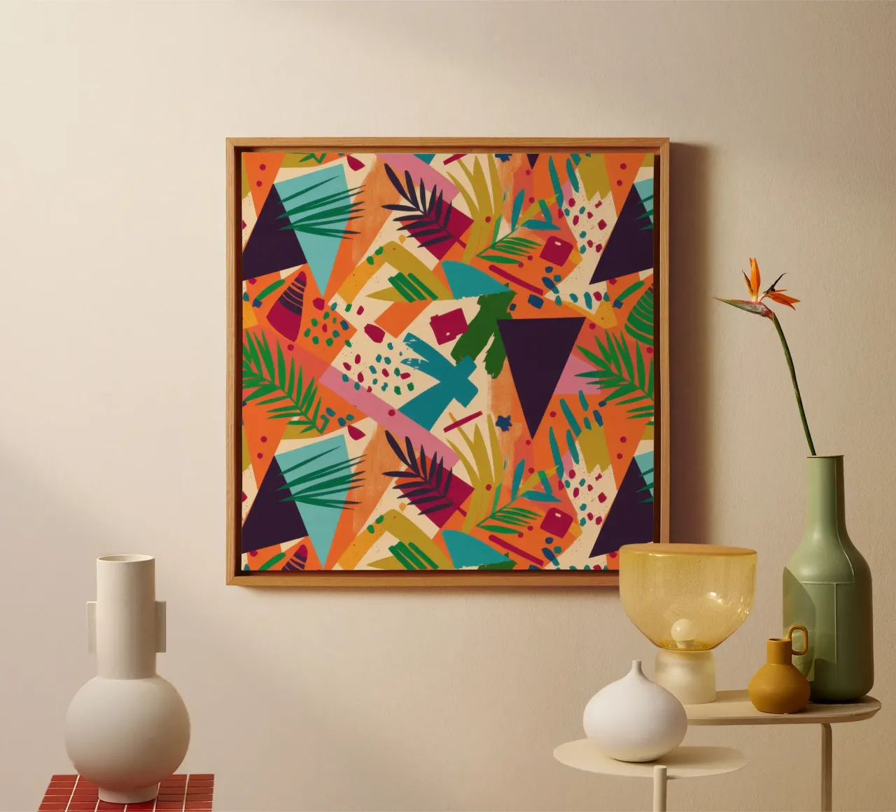 Geo Tropic Fusion canvas with Floater frame by Echo Saber