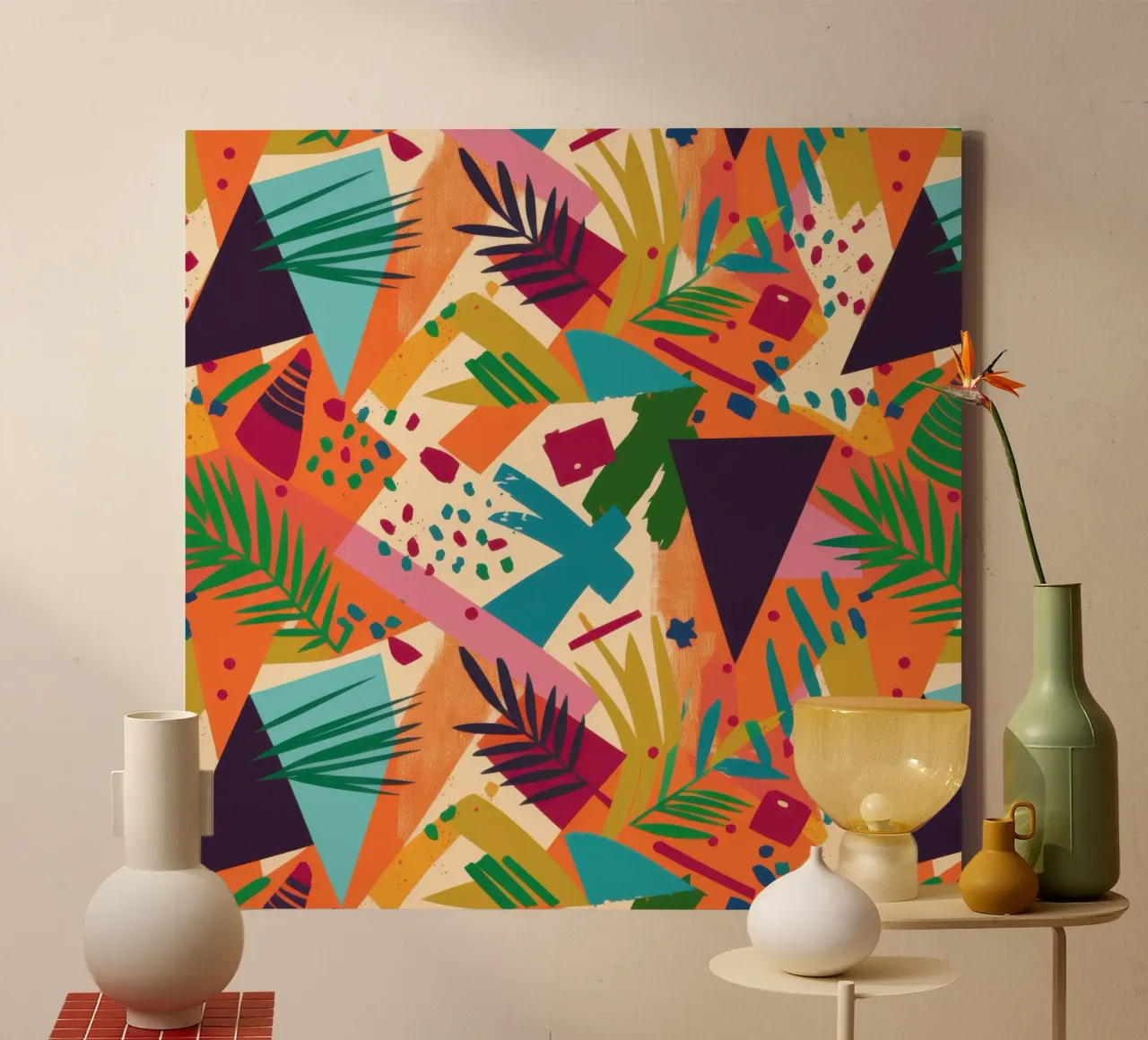 Geo Tropic Fusion canvas with Floater frame by Echo Saber