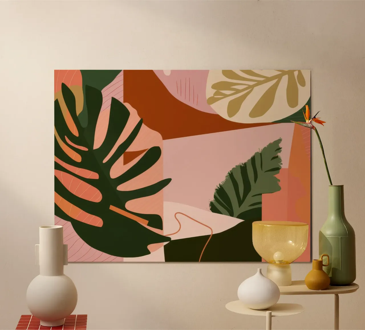Forme minimaliste di Monstera poster con telaio in plastica da Moon Revolver