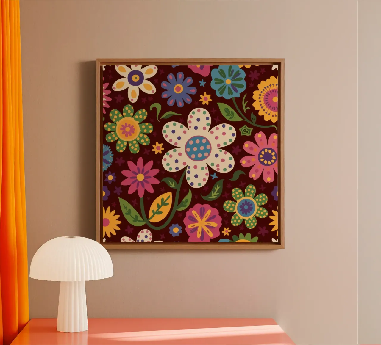 Patchwork floreale Folksy tela con Cornice a cassetta da Orchid Patina