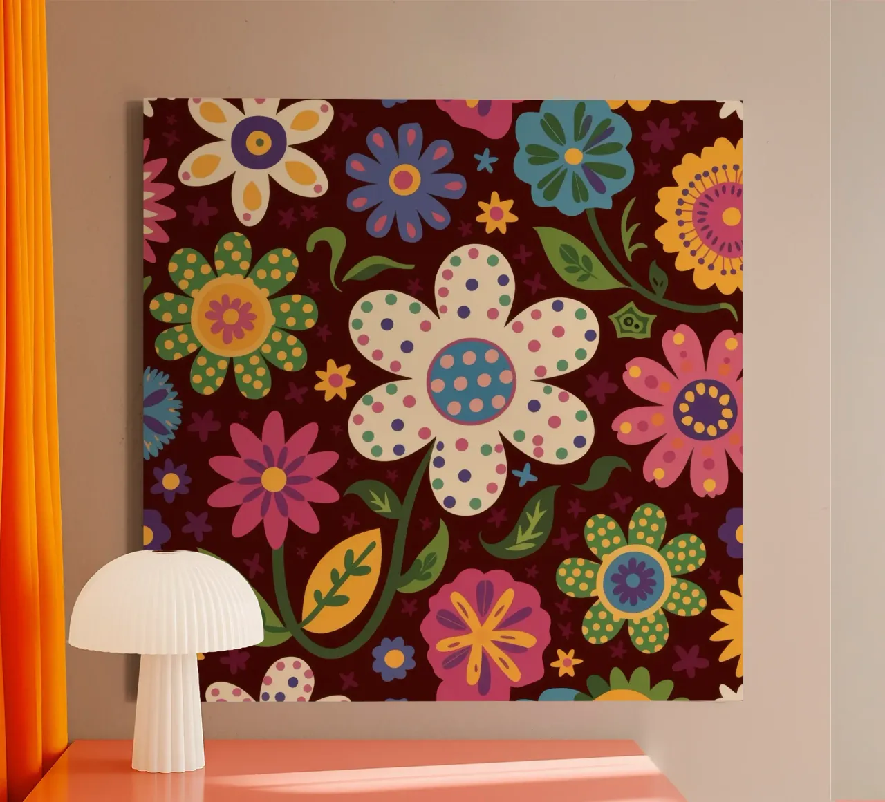 Patchwork floreale Folksy tela con Cornice a cassetta da Orchid Patina