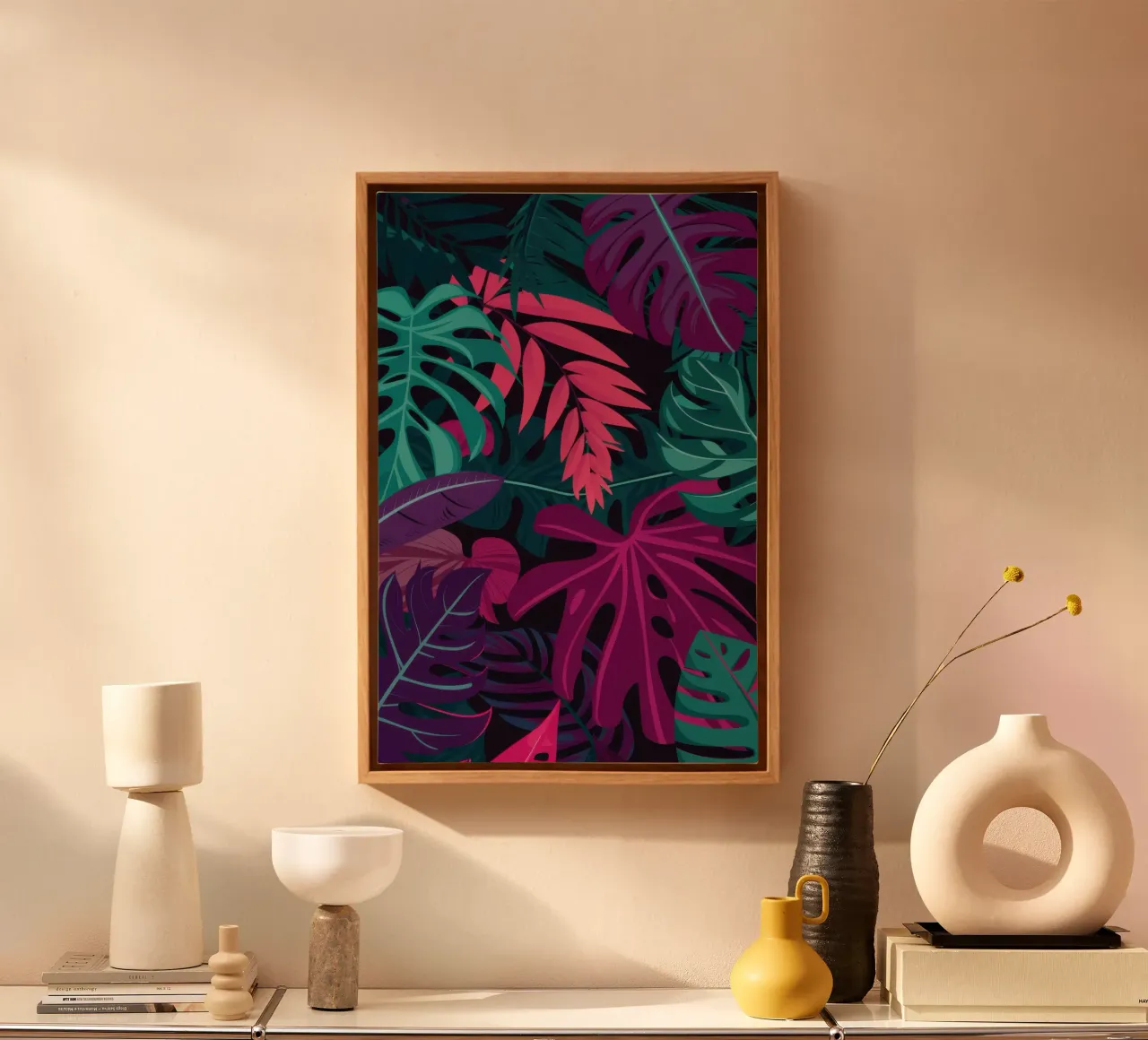 Nocturnal Tropic Glow canvas with Floater frame by Echo Saber