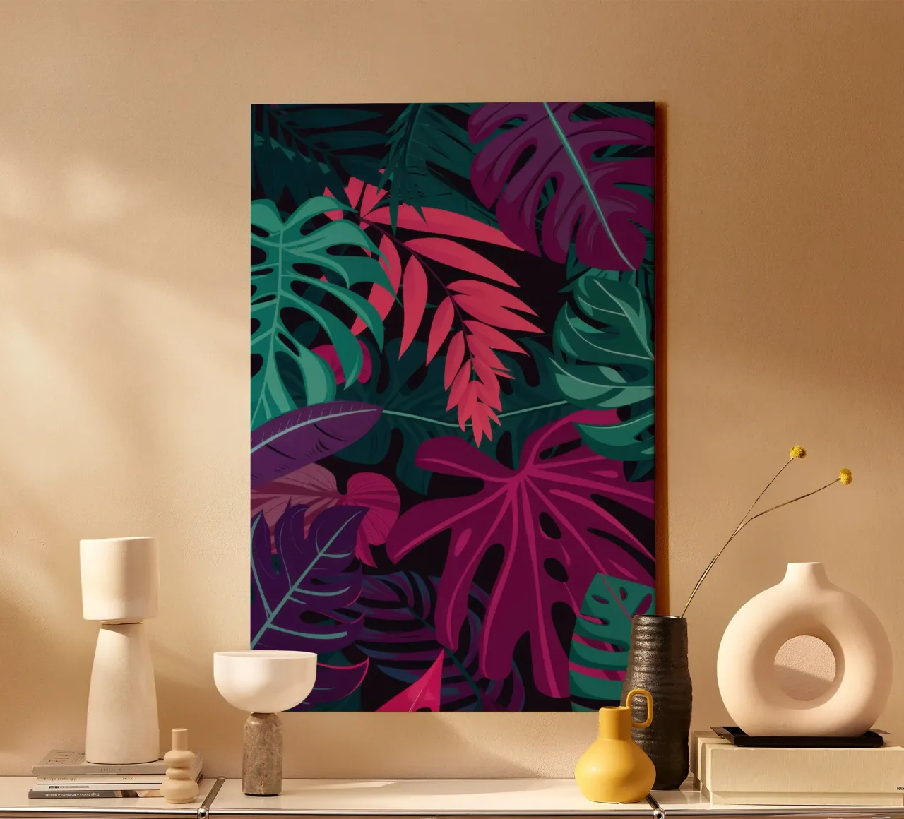 Nocturnal Tropic Glow canvas with Floater frame by Echo Saber