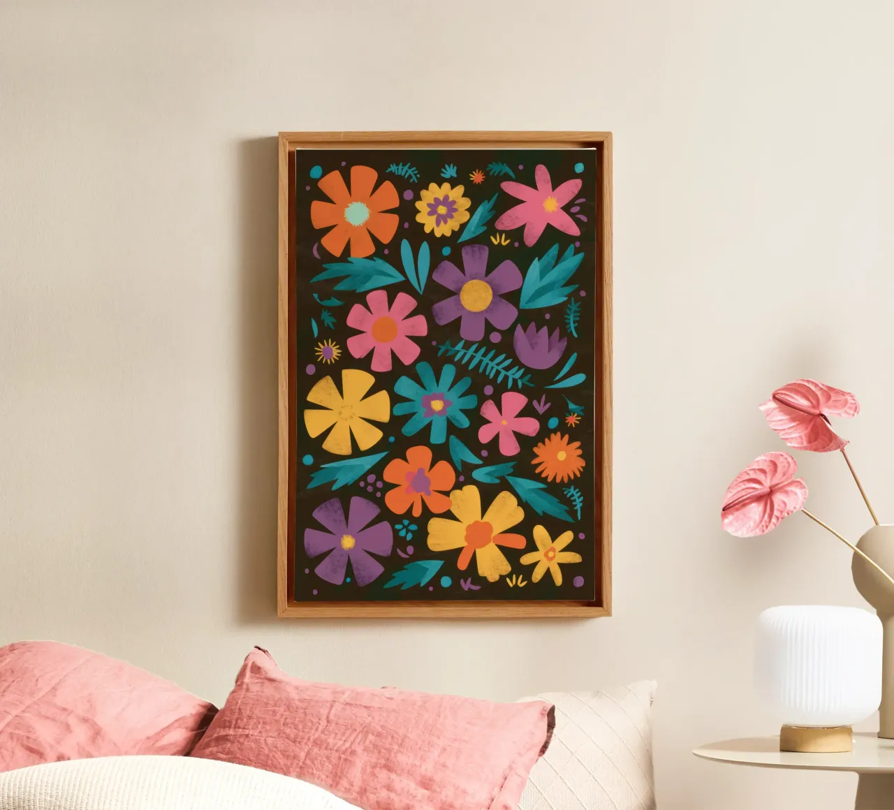 Fiori popolari di terra tela con Cornice a cassetta da Echo Saber
