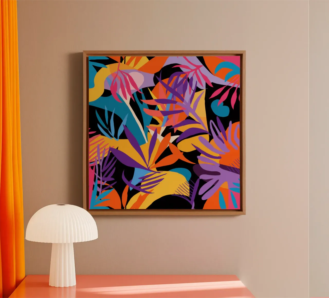 Fiery Tropic Explosion canvas with Floater frame by Moon Revolver