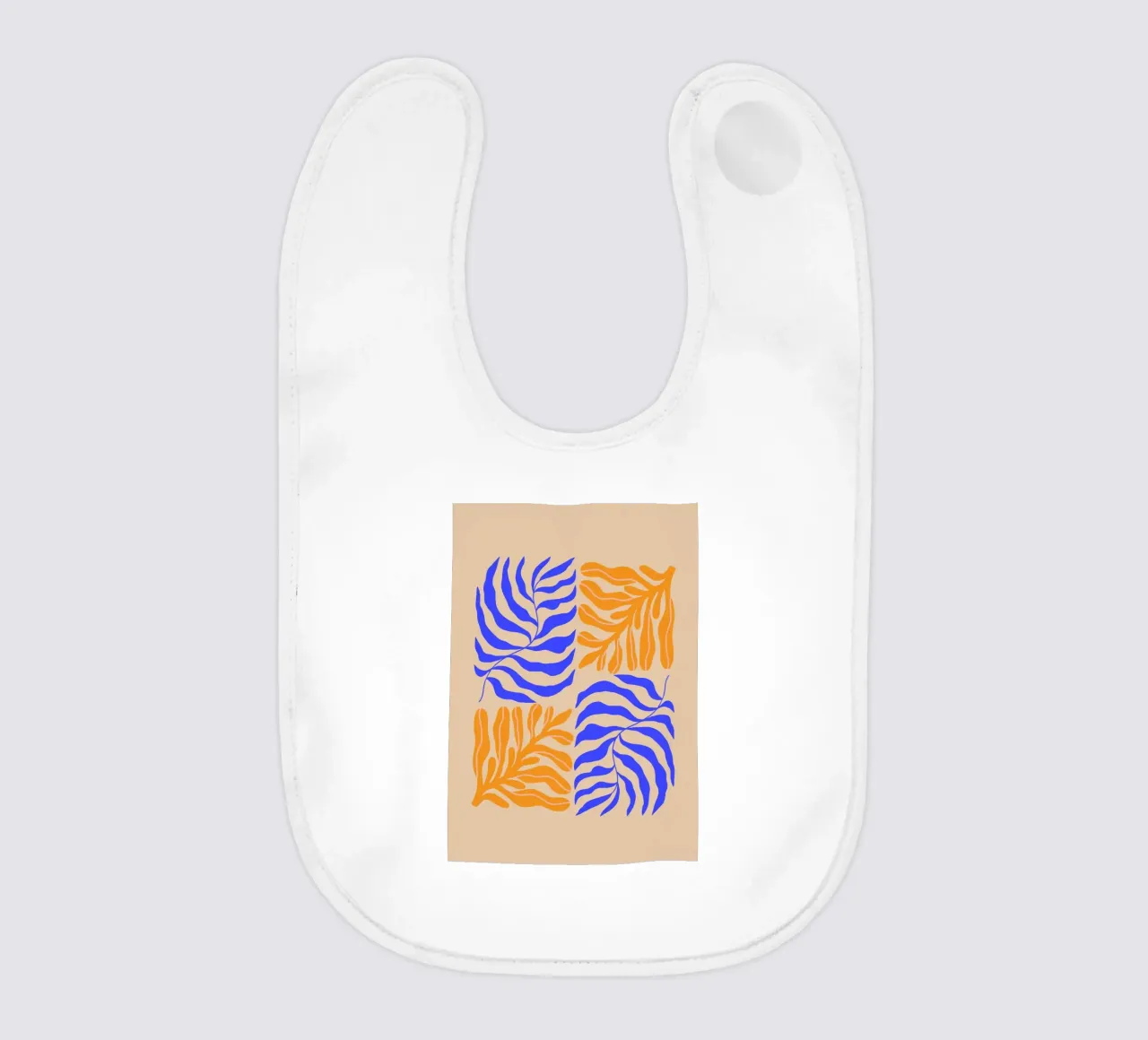 Modern Botanical Art Print | Blue and Orange Abstract Leaves bavaglino da PrintCessStudio