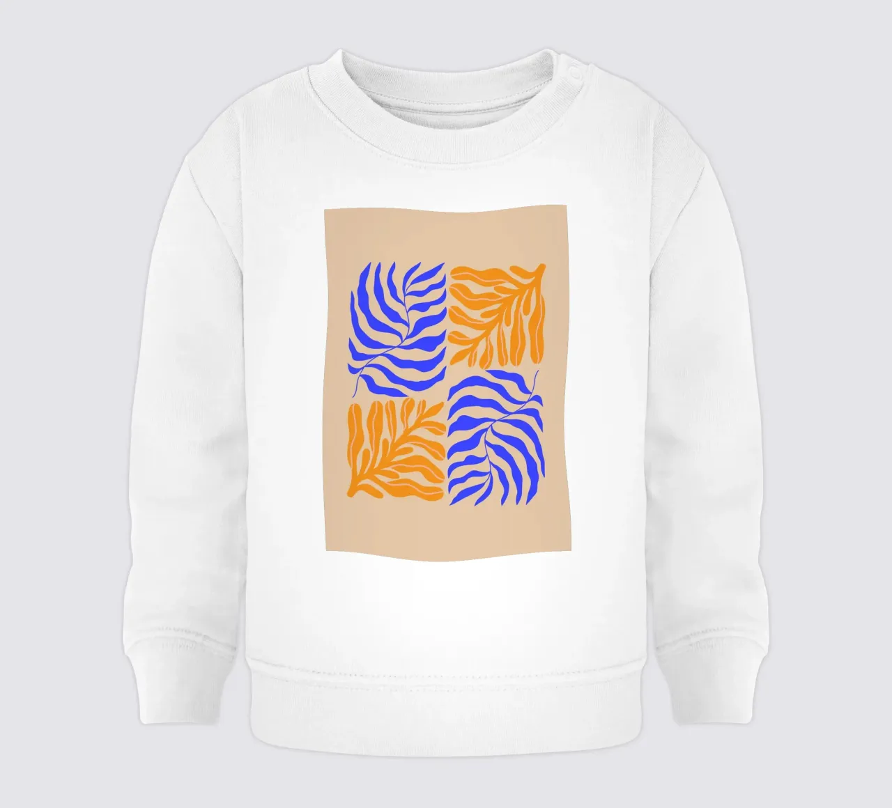 Modern Botanical Art Print | Blue and Orange Abstract Leaves felpa neonato da PrintCessStudio