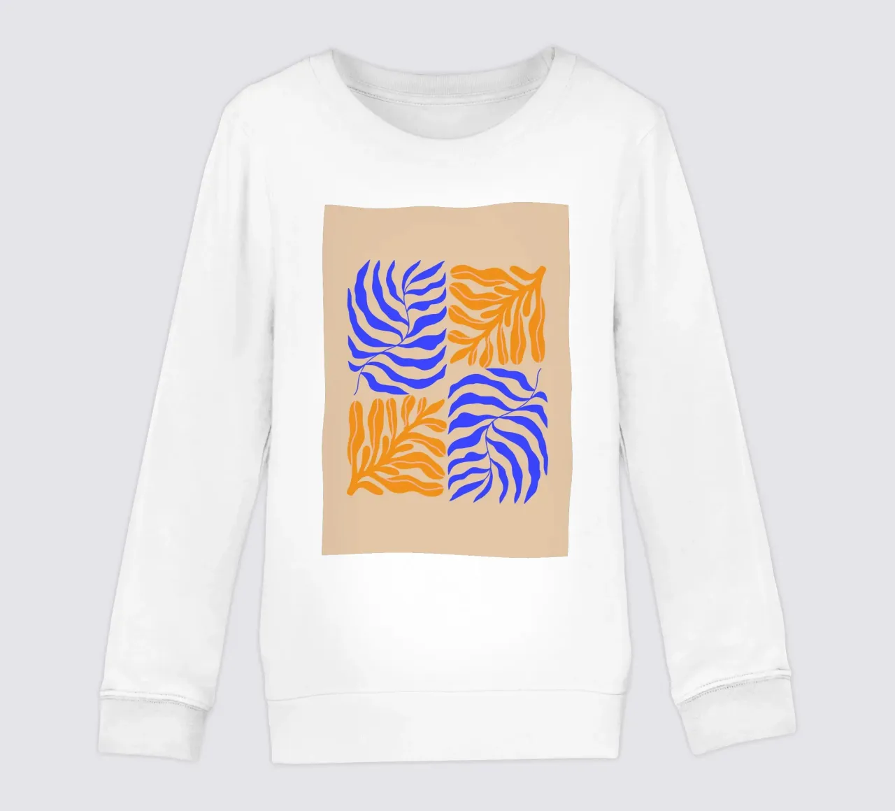 Modern Botanical Art Print | Blue and Orange Abstract Leaves felpa bambino da PrintCessStudio