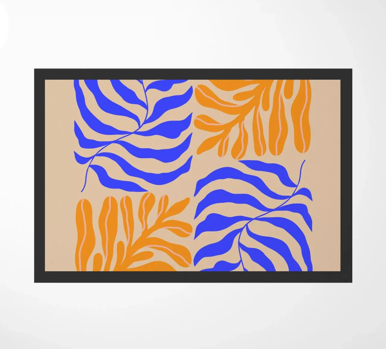Modern Botanical Art Print | Blue and Orange Abstract Leaves zerbino da PrintCessStudio