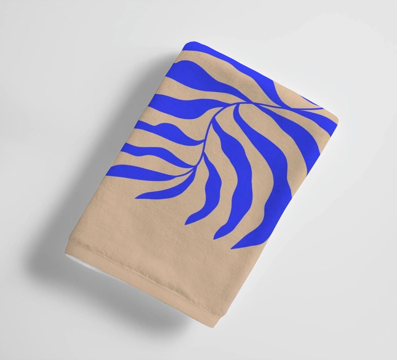 Modern Botanical Art Print | Blue and Orange Abstract Leaves towel by PrintCessStudio