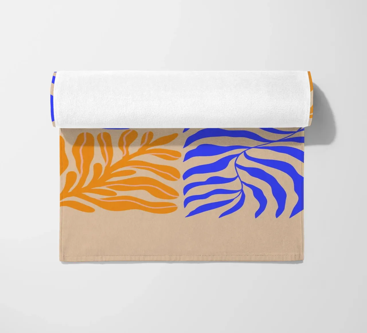 Modern Botanical Art Print | Blue and Orange Abstract Leaves telo mare da PrintCessStudio