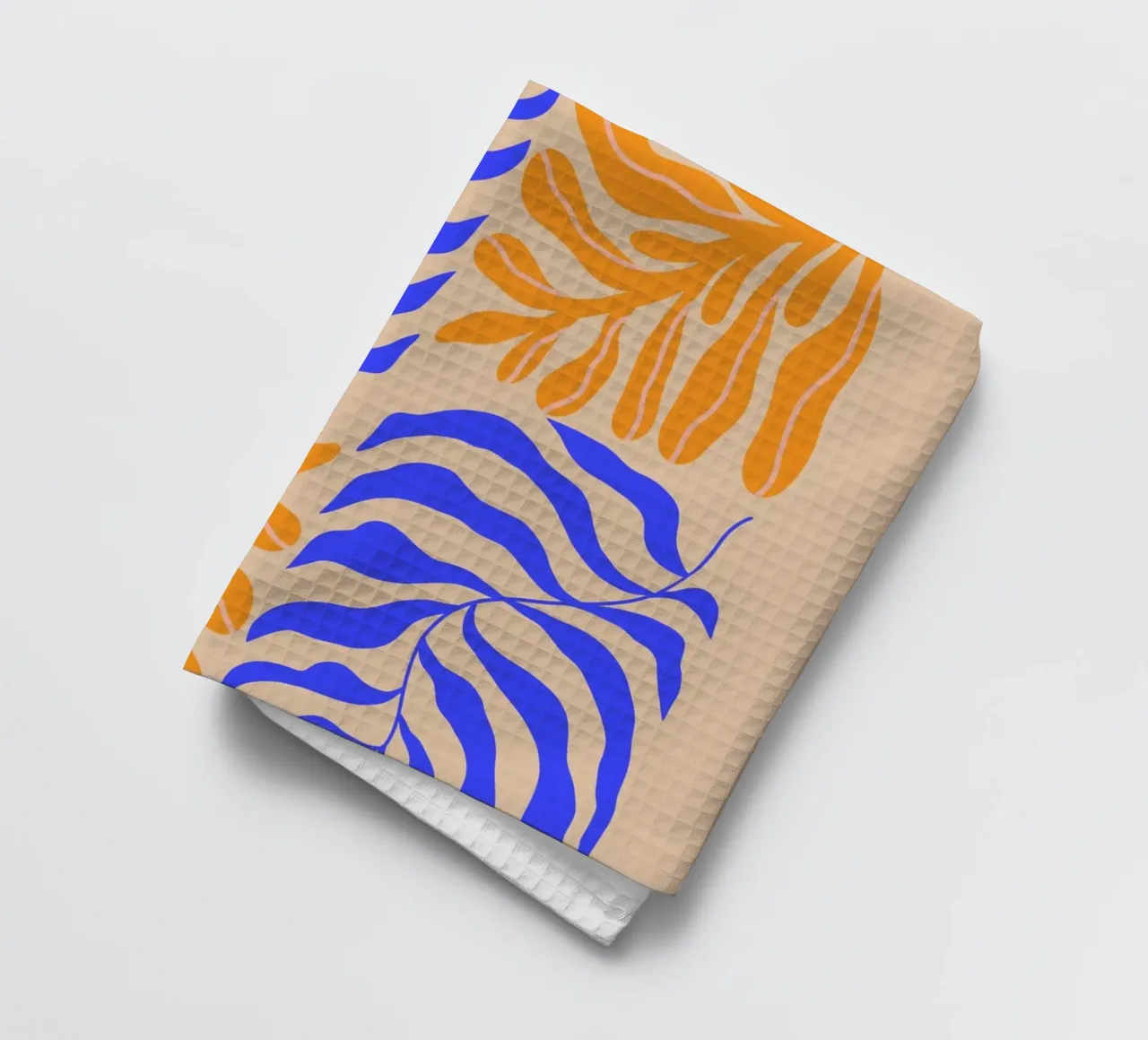 Modern Botanical Art Print | Blue and Orange Abstract Leaves canovaccio da cucina da PrintCessStudio