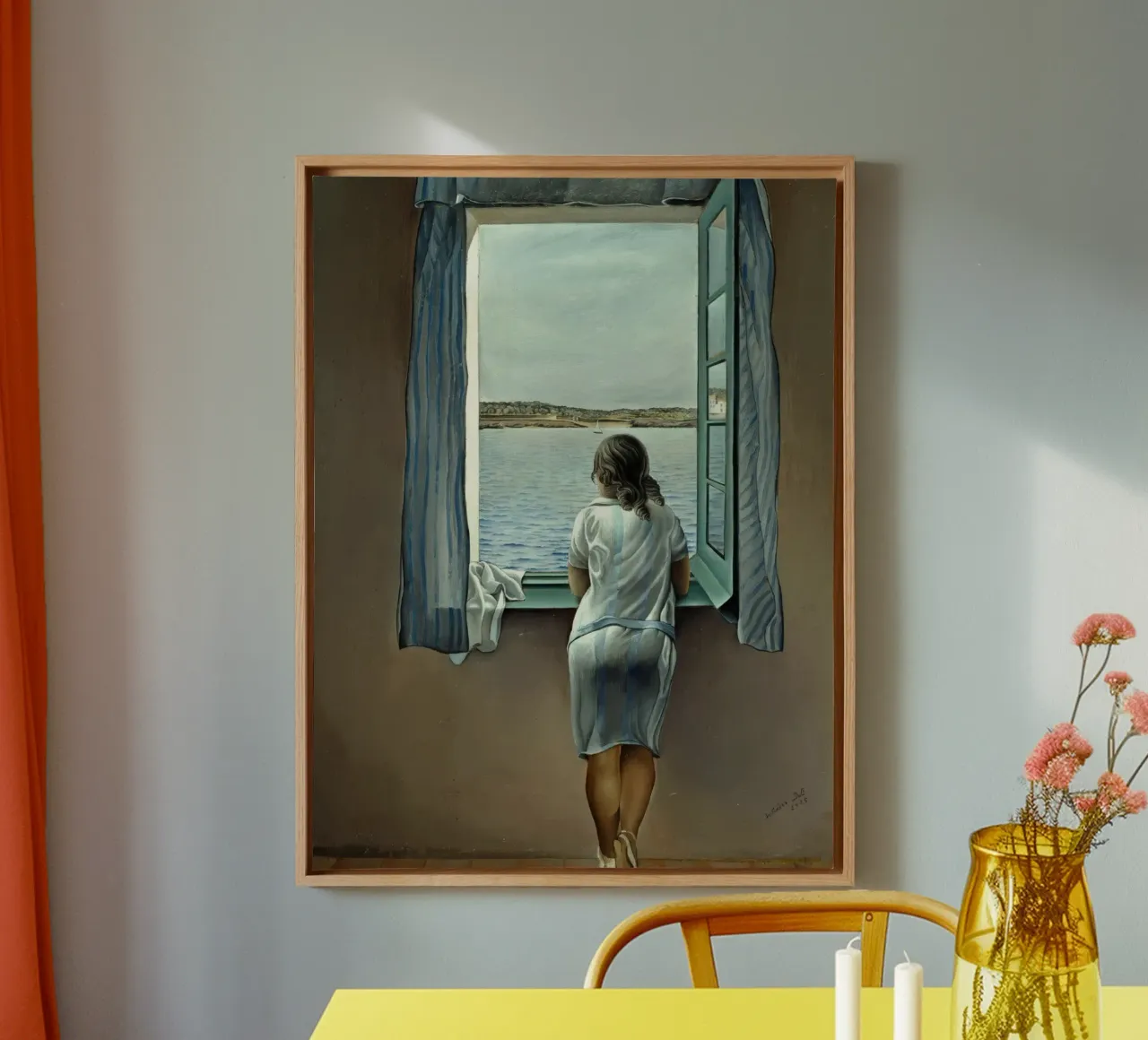 Girl At The Window by Salvador Dali canvas with Floater frame by Rayretr