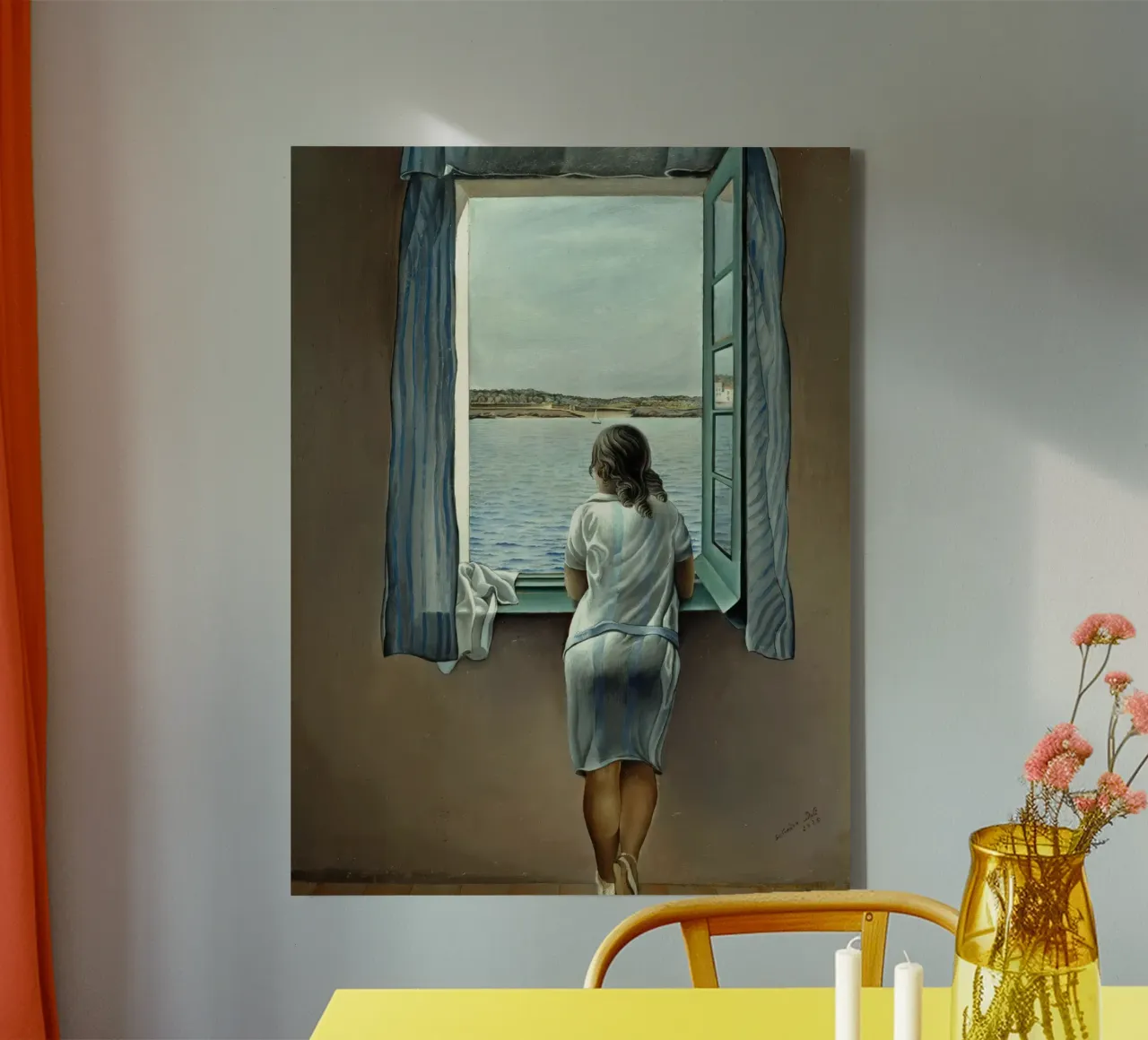 Girl At The Window by Salvador Dali canvas with Floater frame by Rayretr