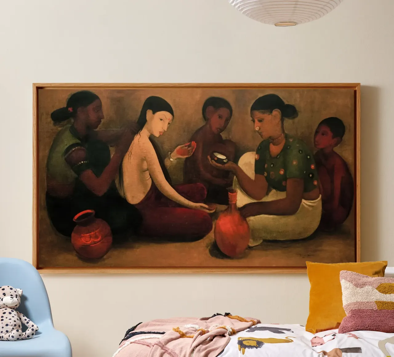 La toilette della sposa Amrita Sher-Gil tela con Cornice a cassetta da Rayretr