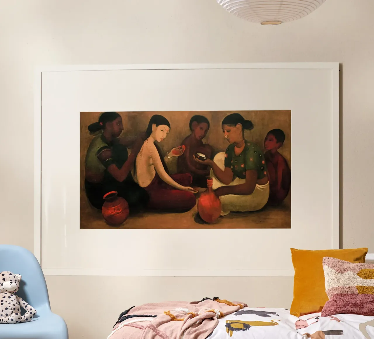 La toilette della sposa Amrita Sher-Gil poster con telaio in alluminio da Rayretr