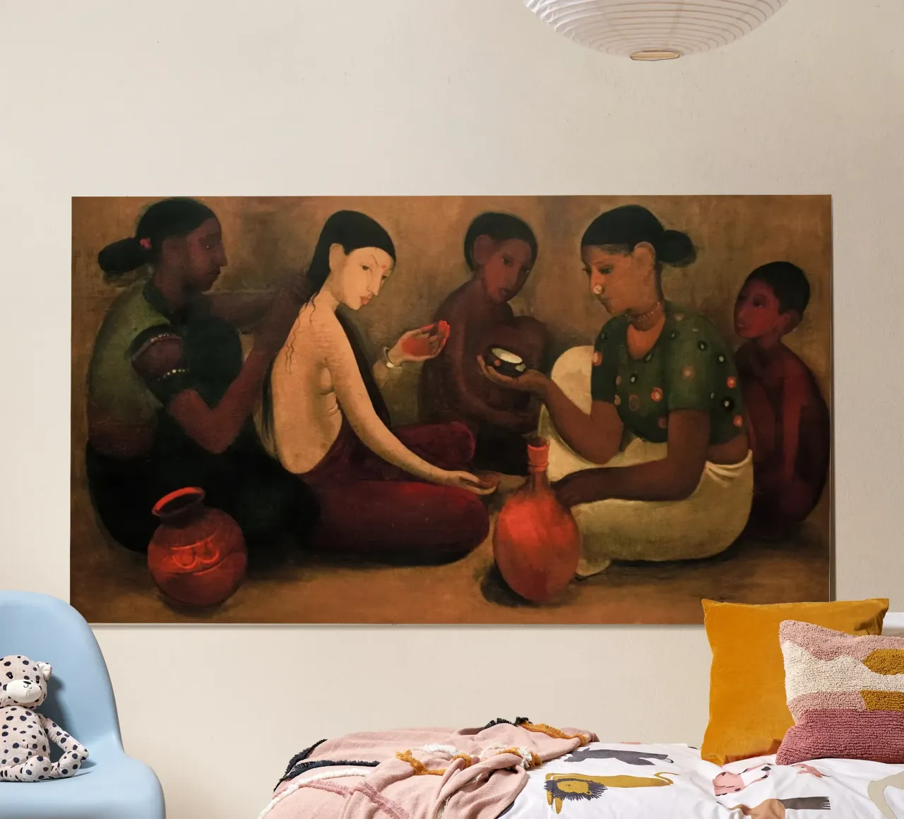 La toilette della sposa Amrita Sher-Gil poster con telaio in alluminio da Rayretr