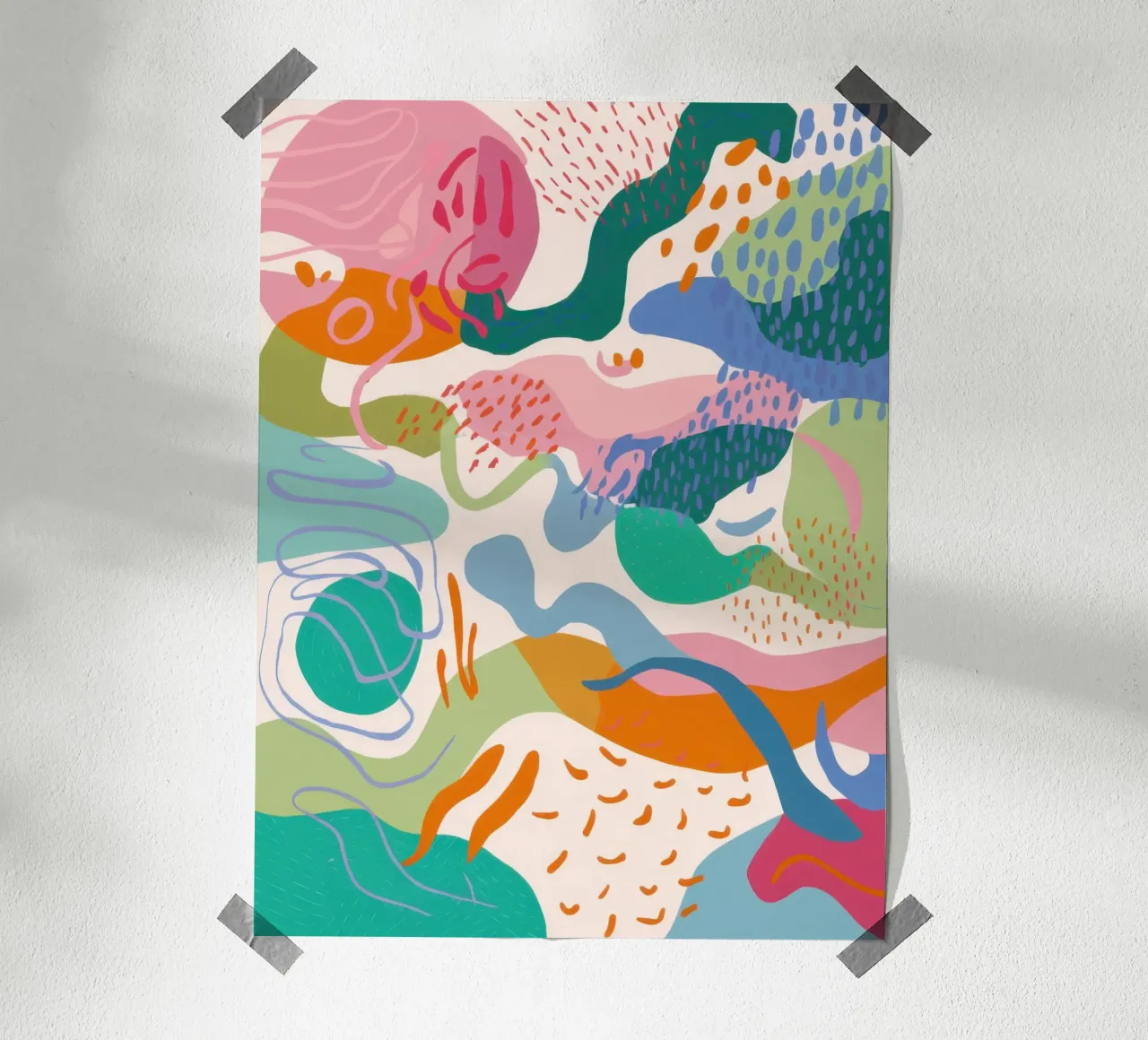 Paesaggio astratto a pastello poster con telaio in plastica da Orchid Patina