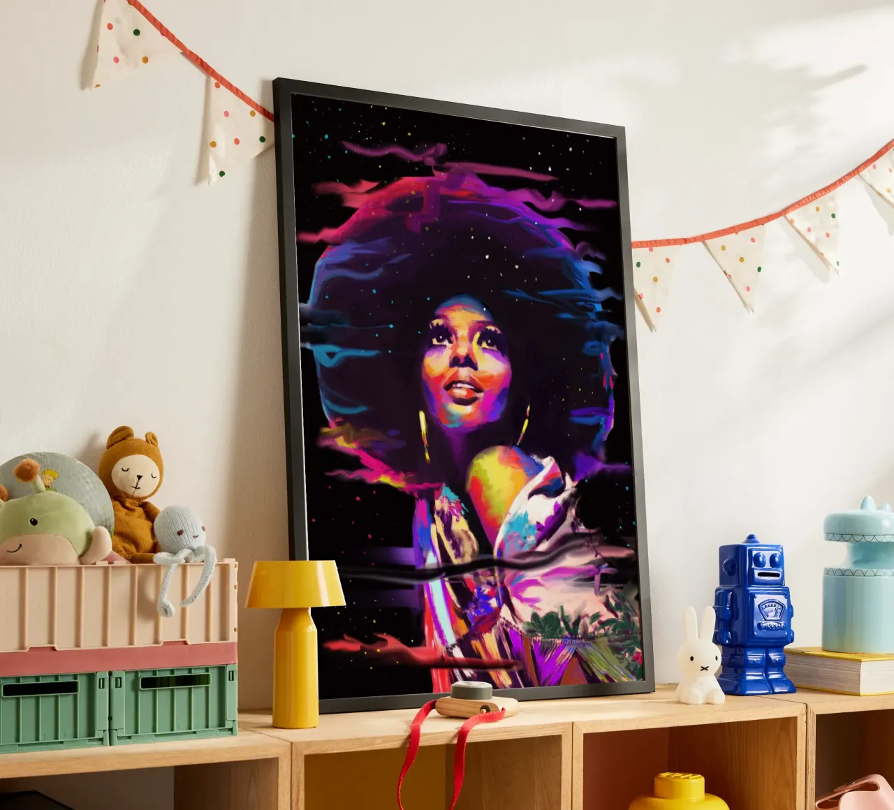 Diana Ross abstracte kleurrijke kunst poster van Lembayung art