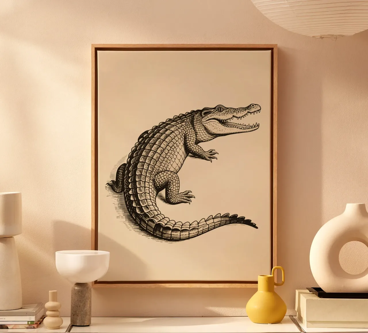 Crocodile canvas with Floater frame by knowledge