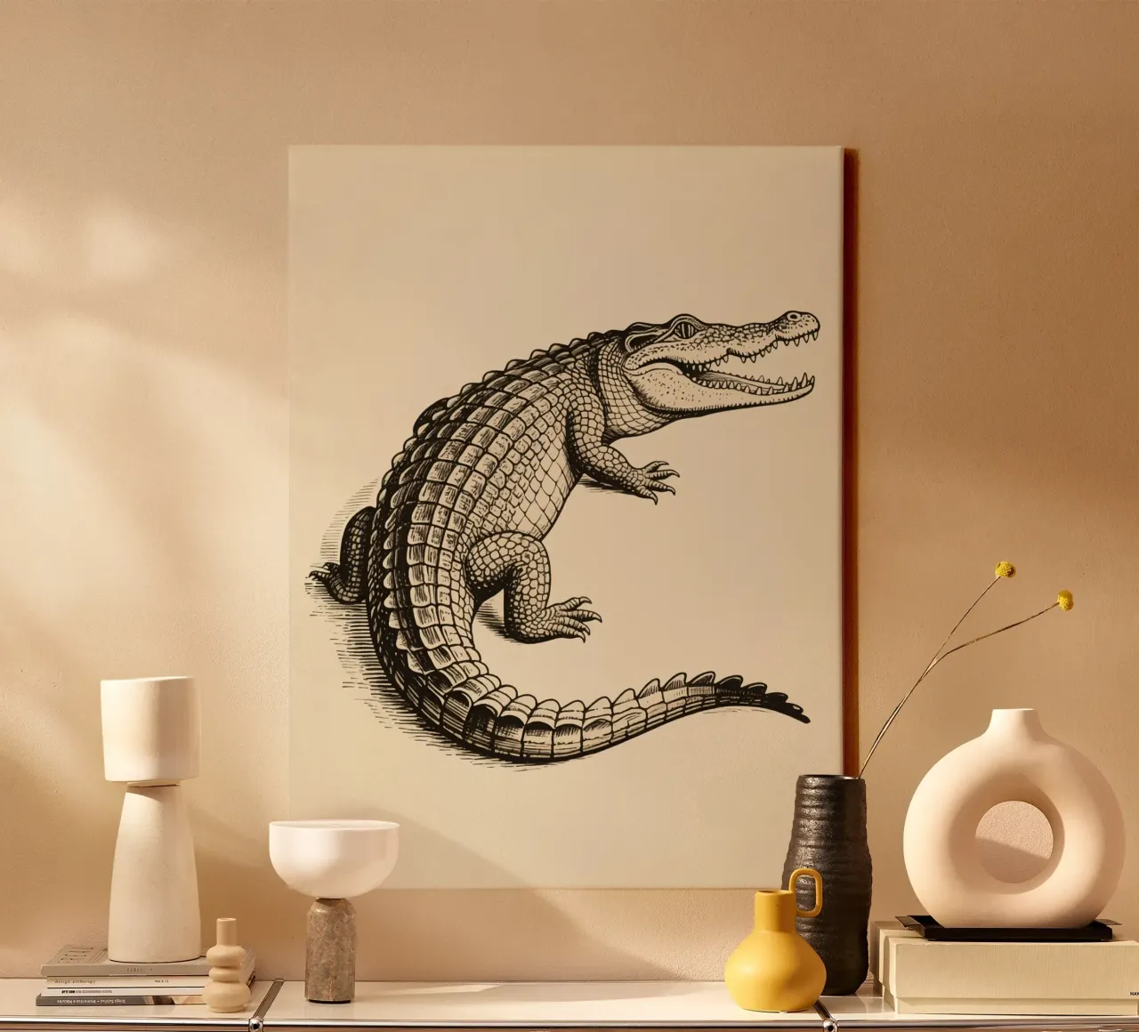 Crocodile canvas with Floater frame by knowledge
