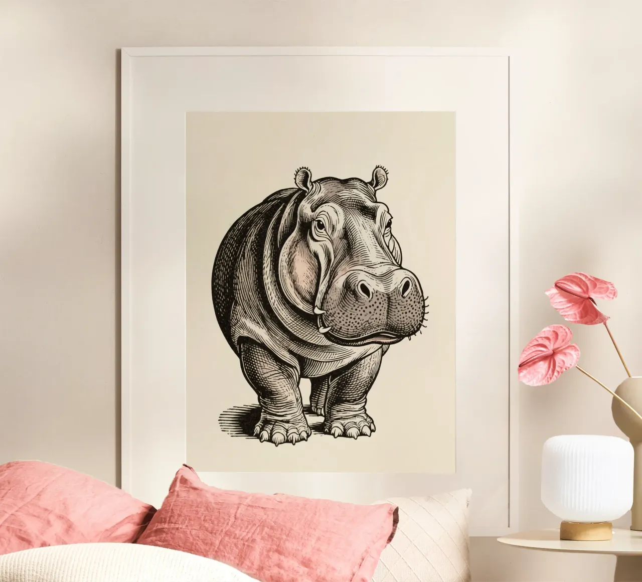 Ippopotamo poster con telaio in plastica da knowledge